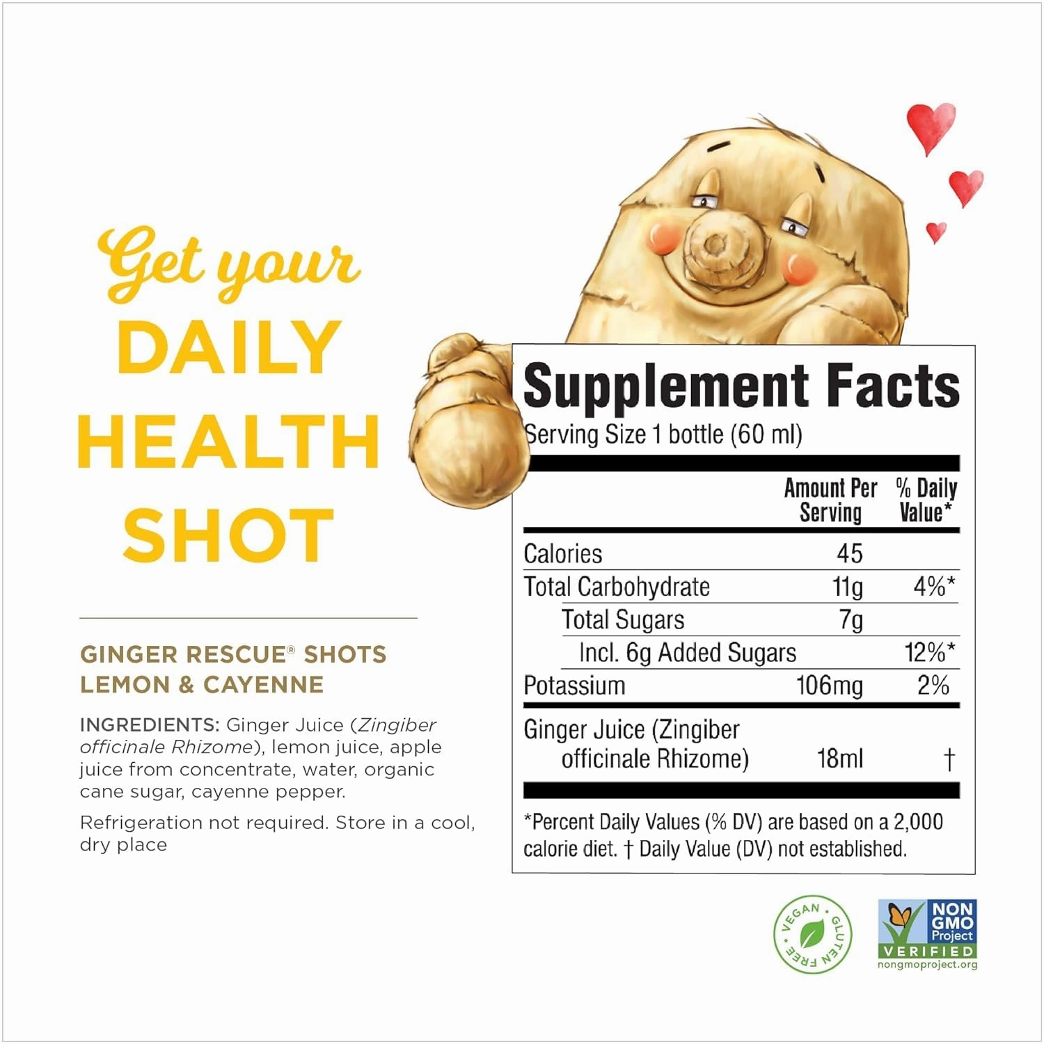 Ginger Rescue Shots by The Ginger People – Energy Boosting, Caffeine Free Energy, Digestive Heath, Lemon & Cayenne Flavor, 2 Fl Oz (Pack of 12)