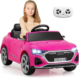 GLACER 12V Kids Car, Licensed Audi SQ8 Electric Vehicles w/Parental Remote, Spring Suspension, 3-Speed, Music, Soft Start, Headlight, Battery Powered Ride on Toys, Gift for Boys Girls Aged 3  (Pink)