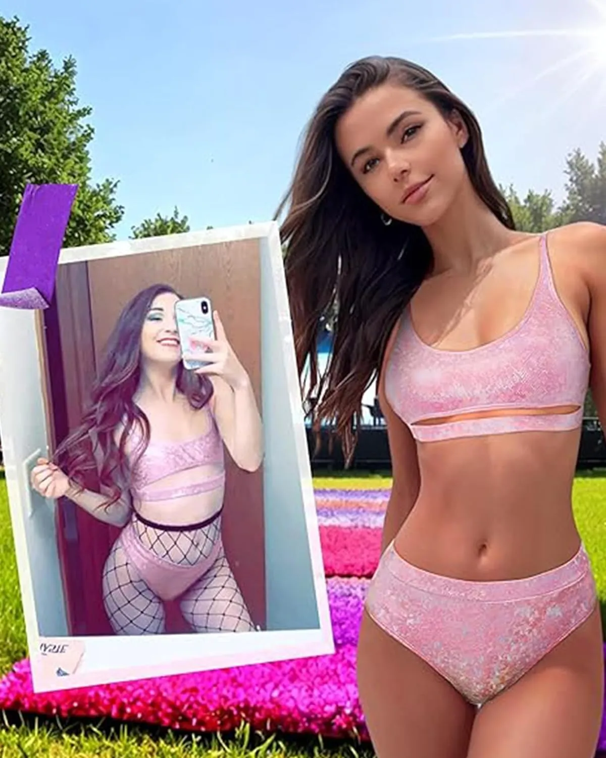 Glitter Rave Outfits for Women - Music Festival Metallic EDM Holographic Swimsuit Sexy Underboob Top Dance Bottom