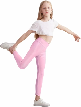 Gnainach Girls Metallic Leggings High Waisted Kids Yoga Pants Stretch Shiny Running Dance Tights for Teen School Workout