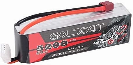 GOLDBAT 3S Lipo Battery 5200mah 11.1V 50C LiPo RC Battery Soft Case Pack with T Plug and XT60 Connector for RC Evader BX Car RC Truck Truggy RC Hobby