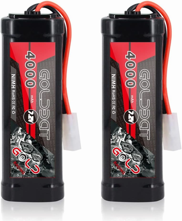 GOLDBAT 4000mAh 7.2V NiMH RC Battery with Tamiya Connector for for RC Evader BX Car Truck Truggy Buggy Tank Car Racing (4000-7.2V-Tamiya-2ack)