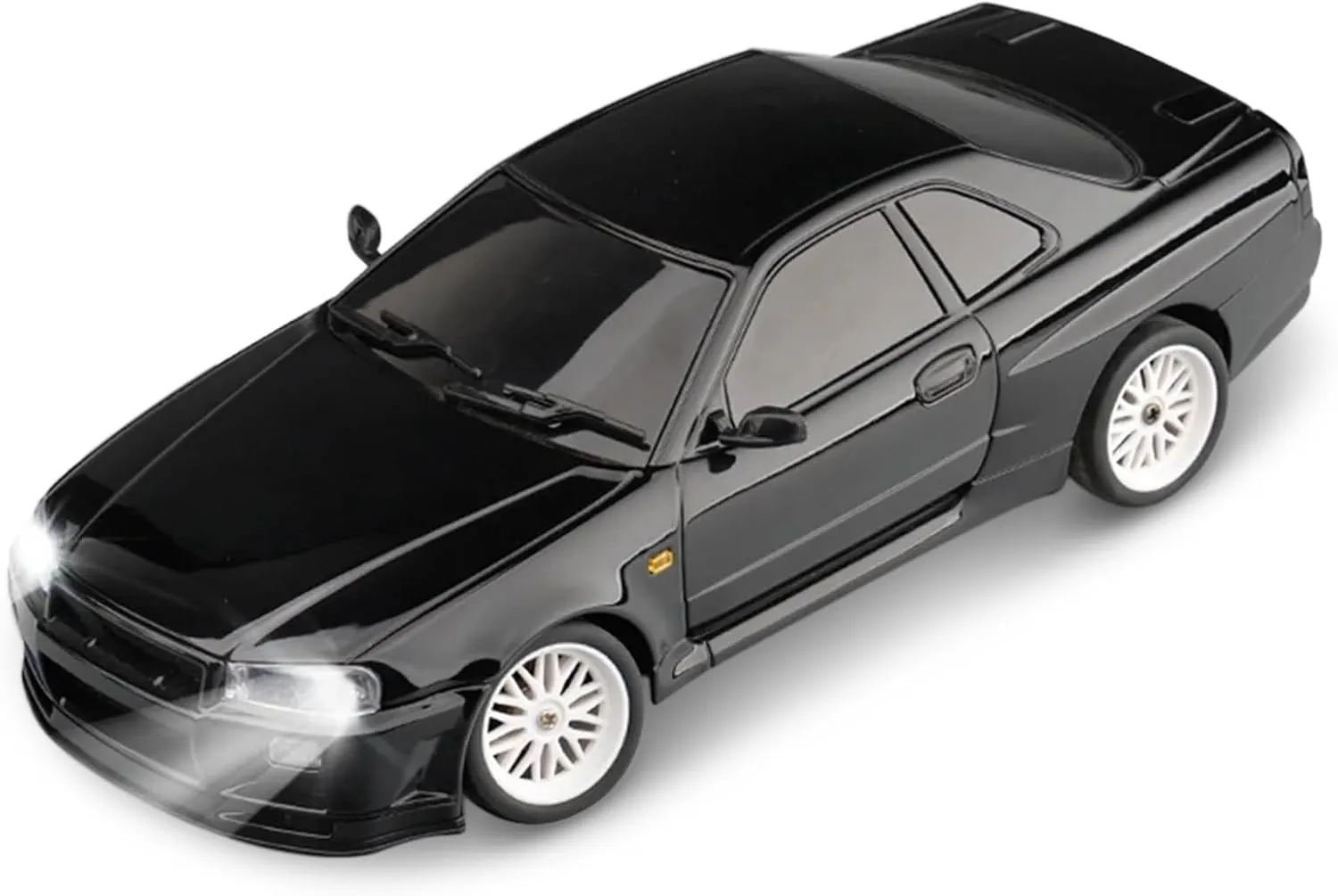 GoolRC Remote Control Car, 1:18 Scale RWD RC Drift Car, 2.4GHz Drifting Racing Vehicle with Gyro, LED Lights, Rechargeable Battery, Full Proportional Alloy Body Shell for Kids Adults (Black)