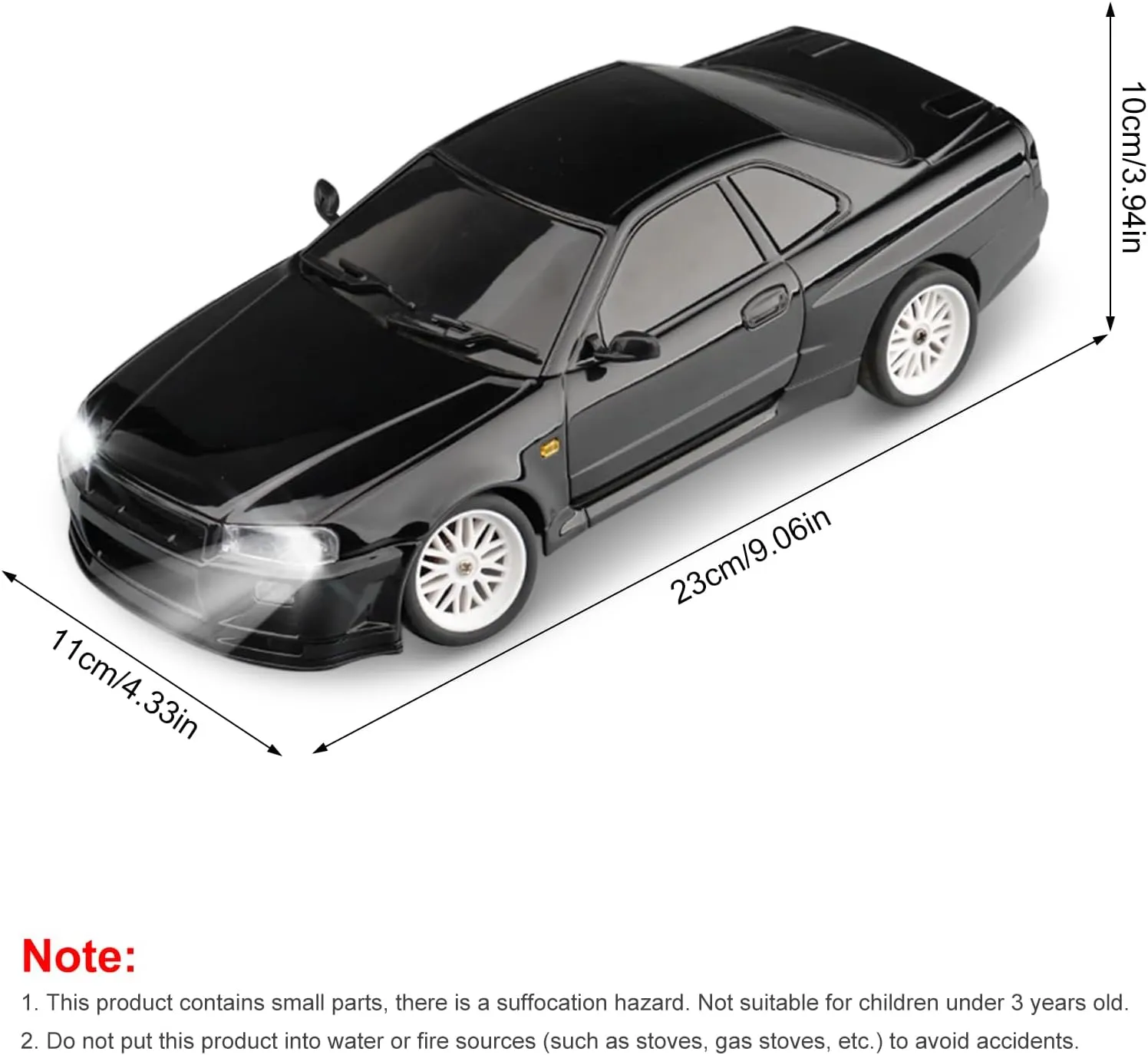 GoolRC Remote Control Car, 1:18 Scale RWD RC Drift Car, 2.4GHz Drifting Racing Vehicle with Gyro, LED Lights, Rechargeable Battery, Full Proportional Alloy Body Shell for Kids Adults (Black)