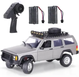 Goolsky RC Rock Crawler, 1:12 Scale Remote Control Car, 4WD Off Road RC Truck, 2.4Ghz All Terrains Climbing Vehicle, RC Car with LED Lights for Kids and Adults, Include 2 Batteries (Silver)