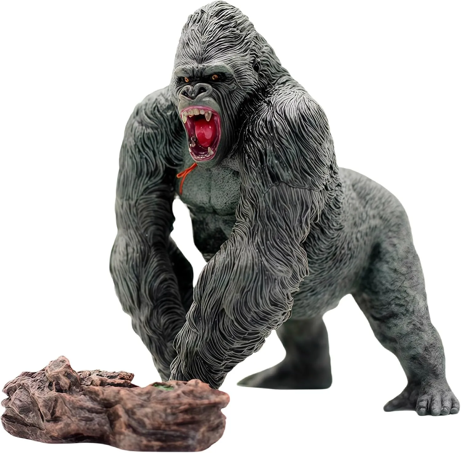 Gorilla King Kong Toys with Realistic Rock Action Figure Rampage Gorilla Fight Mode Gorilla Ape Solid Wild Animal Figurines for Role Playing Story Telling Toy and Birthday for Kids