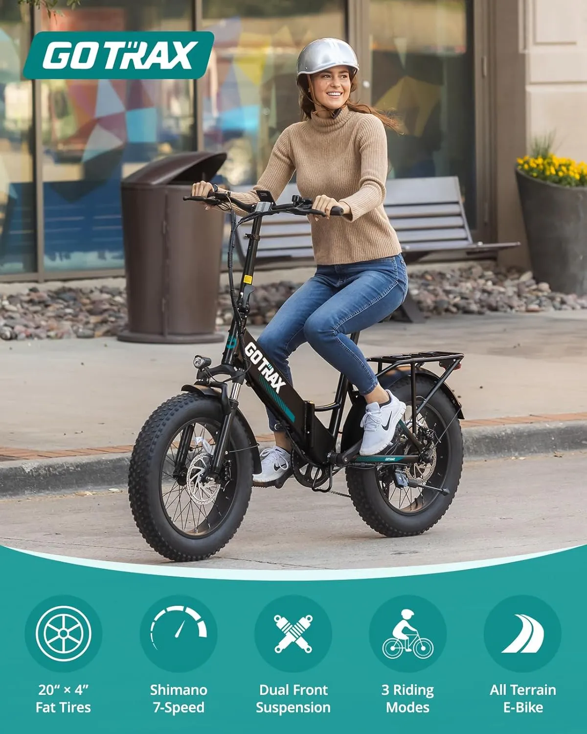 Gotrax 20" Folding Electric Bike with 55 Miles (Pedal-assist1) by 48V Battery, 20Mph Power by 500W, Smart LCD Display and 5 Pedal-Assist Levels, 7-Speed&Front Shock Absorber for Off-Road Bicycle