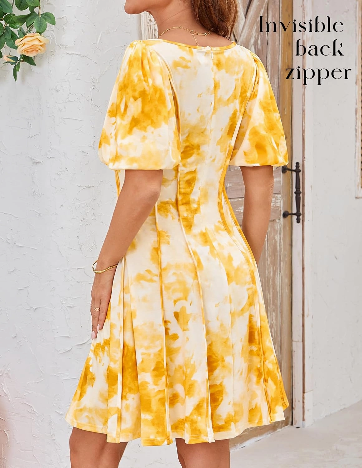 GRACE KARIN Womens Dresses Summer 2025 Floral Pleated Short Sleeve V Neck Casual Party Beach Wedding Guest A Line Flare Dress