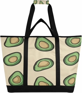 Green Avocado Reusable Insulated Lunchbox Cooler Bag, Leakproof Kitchen Grocery Bag Collapsible Portable Cooler Tote Bag for Picnic, Camping, Office, Travel