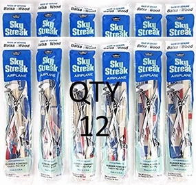 Guillow's Lot of 12#50 Sky Streak Balsa Wood Propeller Powered Fun Toy Airplanes GUI-50-12
