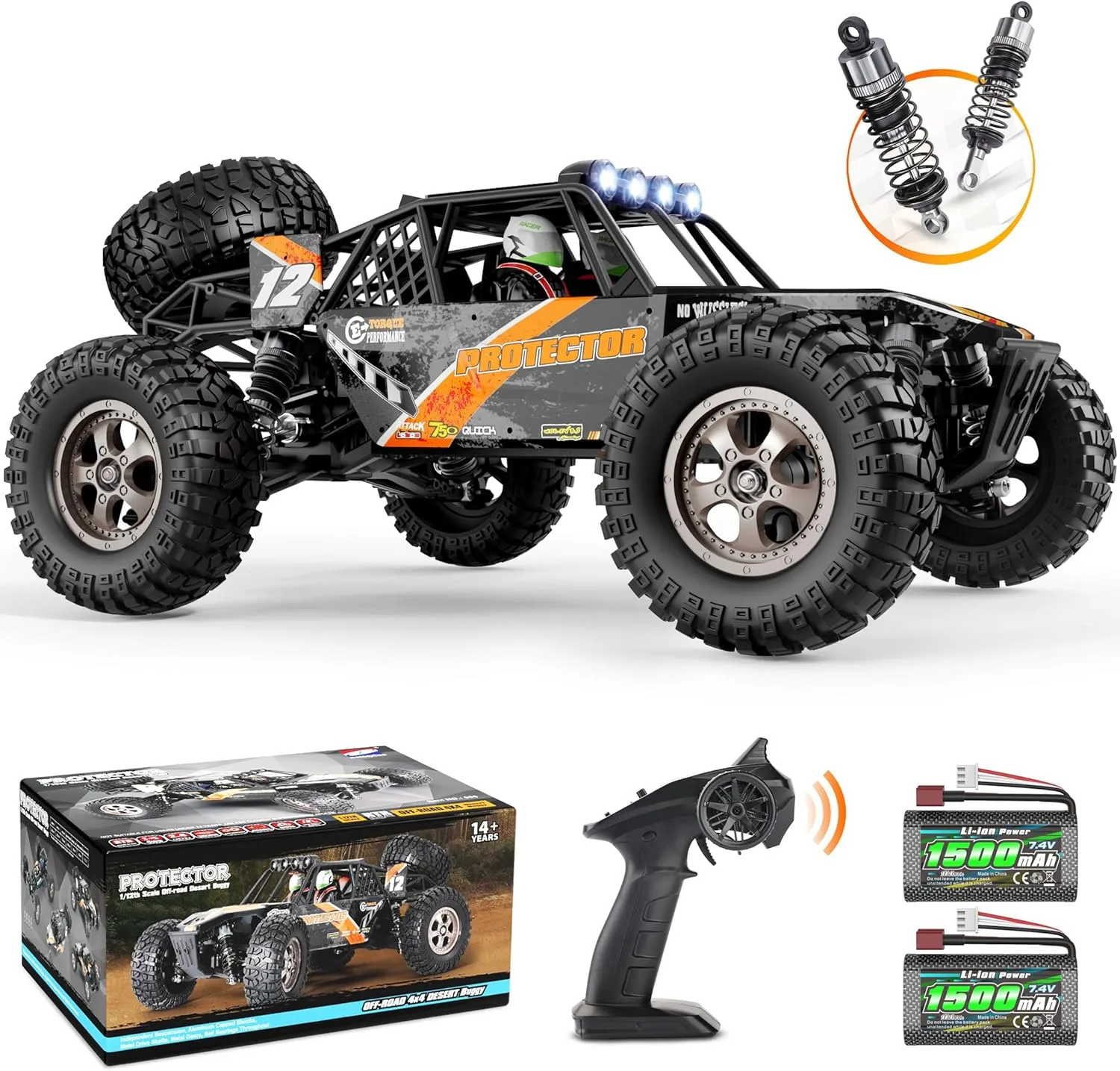 HAIBOXING Remote Control Car,1:12 Scale 4x4 RC Cars Protector 38  KM/H Speed, 2.4G All-Terrain Off-Road Truck Toy Gifts for Boys and Adults Included Two Rechargeable Batteries Provide 40  Min Playtime