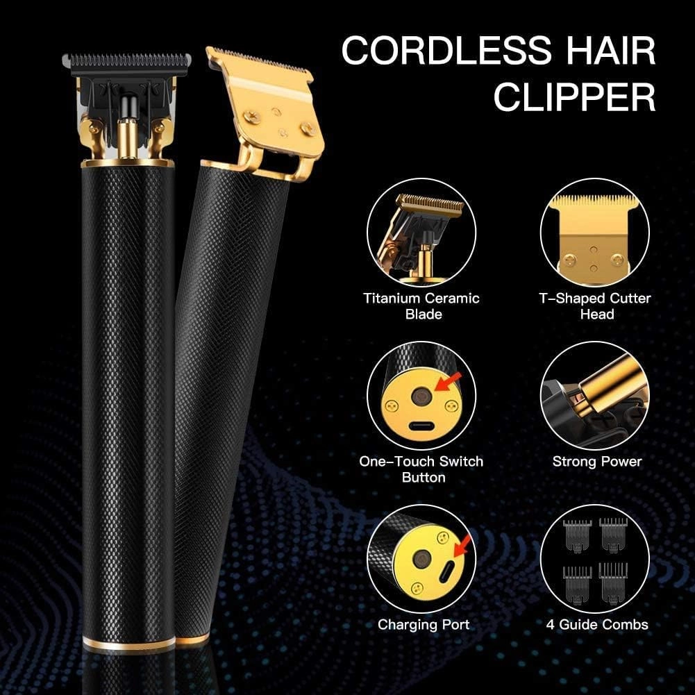 Hair Clippers for Mens Zero Gapped Cordless Hair Trimmer T-Blade Trimmer Professional Haircut & Grooming Kit Rechargeable Edgers Clippers Hair Trimmer Shaver Cutting Kit (Black)