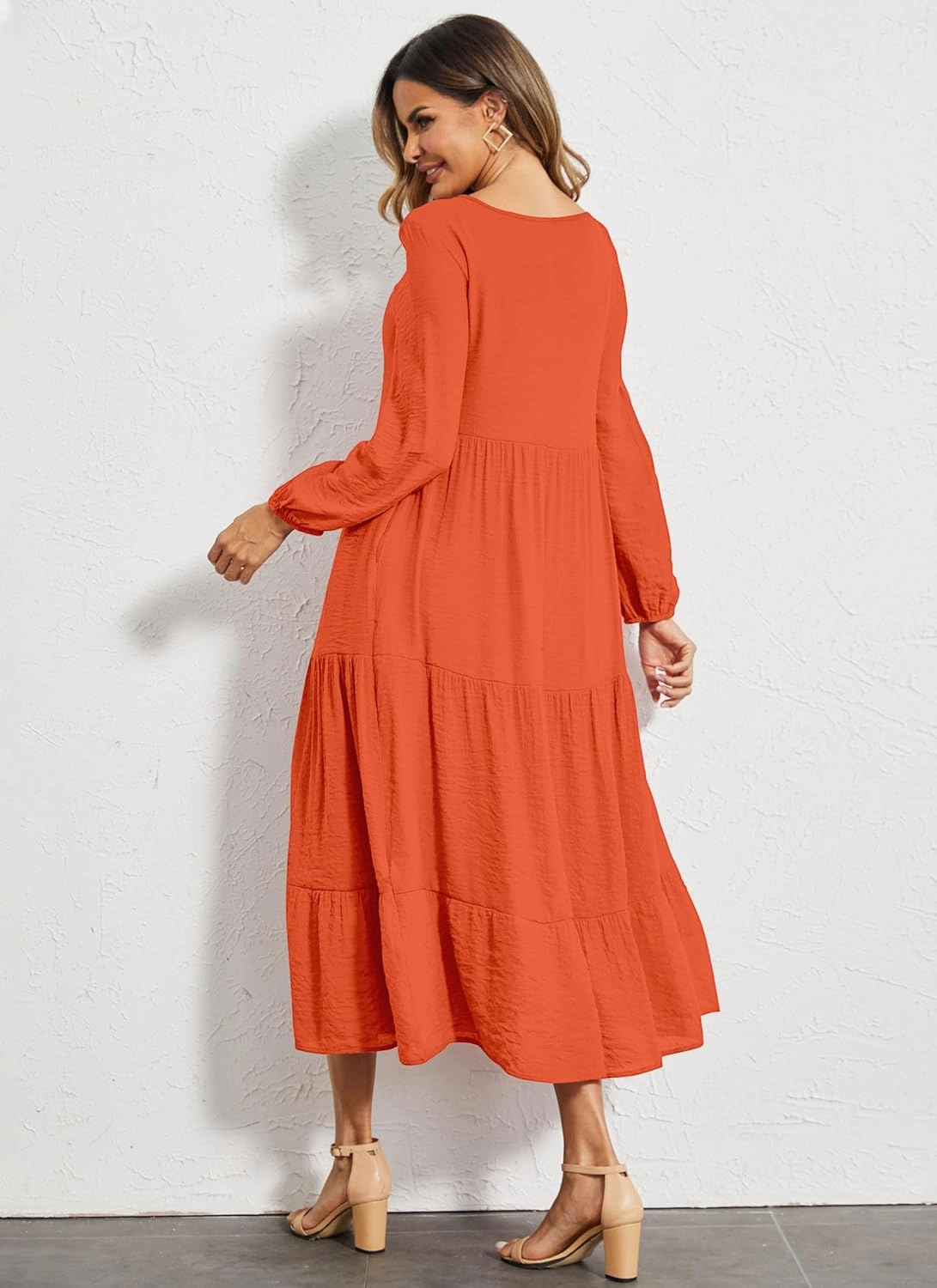 Halife Women's Summer Casual Maxi Dresses Flowy Ruffle Boho Long Dresses with Pockets