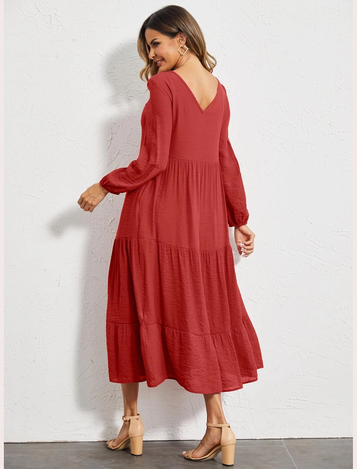 Halife Women's Summer Casual Maxi Dresses Flowy Ruffle Boho Long Dresses with Pockets