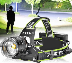 Head Lamp Super Bright 100000 High Lumen with 3 Modes Zoomable 90° Adjustable Waterproof Headlamps Flashlight for Camping, Hunting, Running