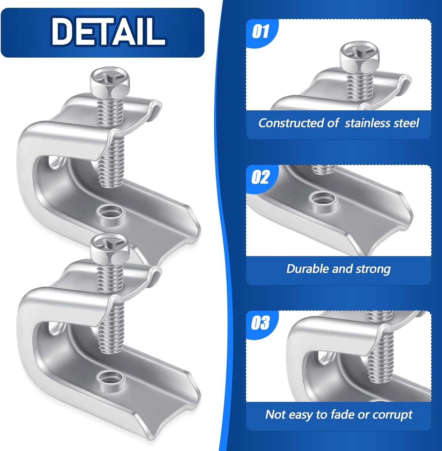 Hicarer 25 Pcs 1/4" x 20 Beam Clamp Steel Screw in Hooks for Flanges Strong Threaded Rod Wire Ring with Harden Point Screws