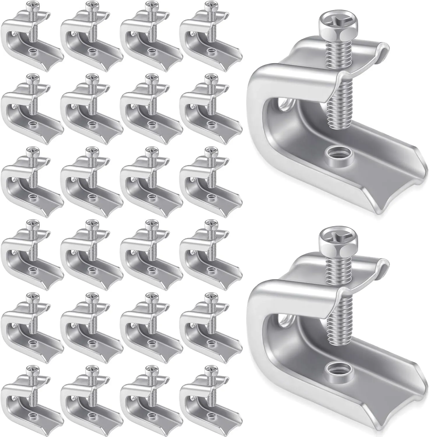 Hicarer 25 Pcs 1/4" x 20 Beam Clamp Steel Screw in Hooks for Flanges Strong Threaded Rod Wire Ring with Harden Point Screws