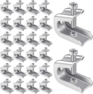 Hicarer 25 Pcs 1/4" x 20 Beam Clamp Steel Screw in Hooks for Flanges Strong Threaded Rod Wire Ring with Harden Point Screws