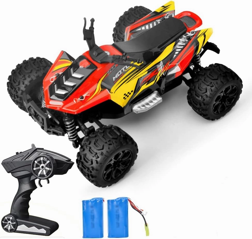 High Speed RC Car, 1:18 Scale RC Monster Truck,Racing Hobby Car for Adults, 38kmh, 4WD All Terrain Off-Road Remote Control Car, 2.4Ghz RC Crawler, 2 Battery, Toy Gift for Kids