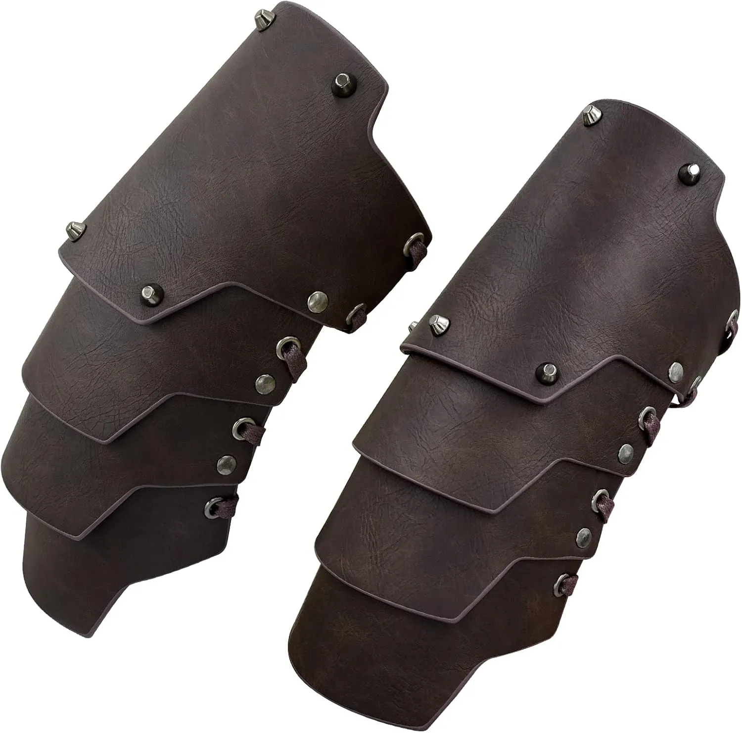 HiiFeuer Medieval Faux Leather 4 Layers Bracers Arm Armor, Middle Ages Mercenary Gauntlets, Costume Knight Archer Arm Guards