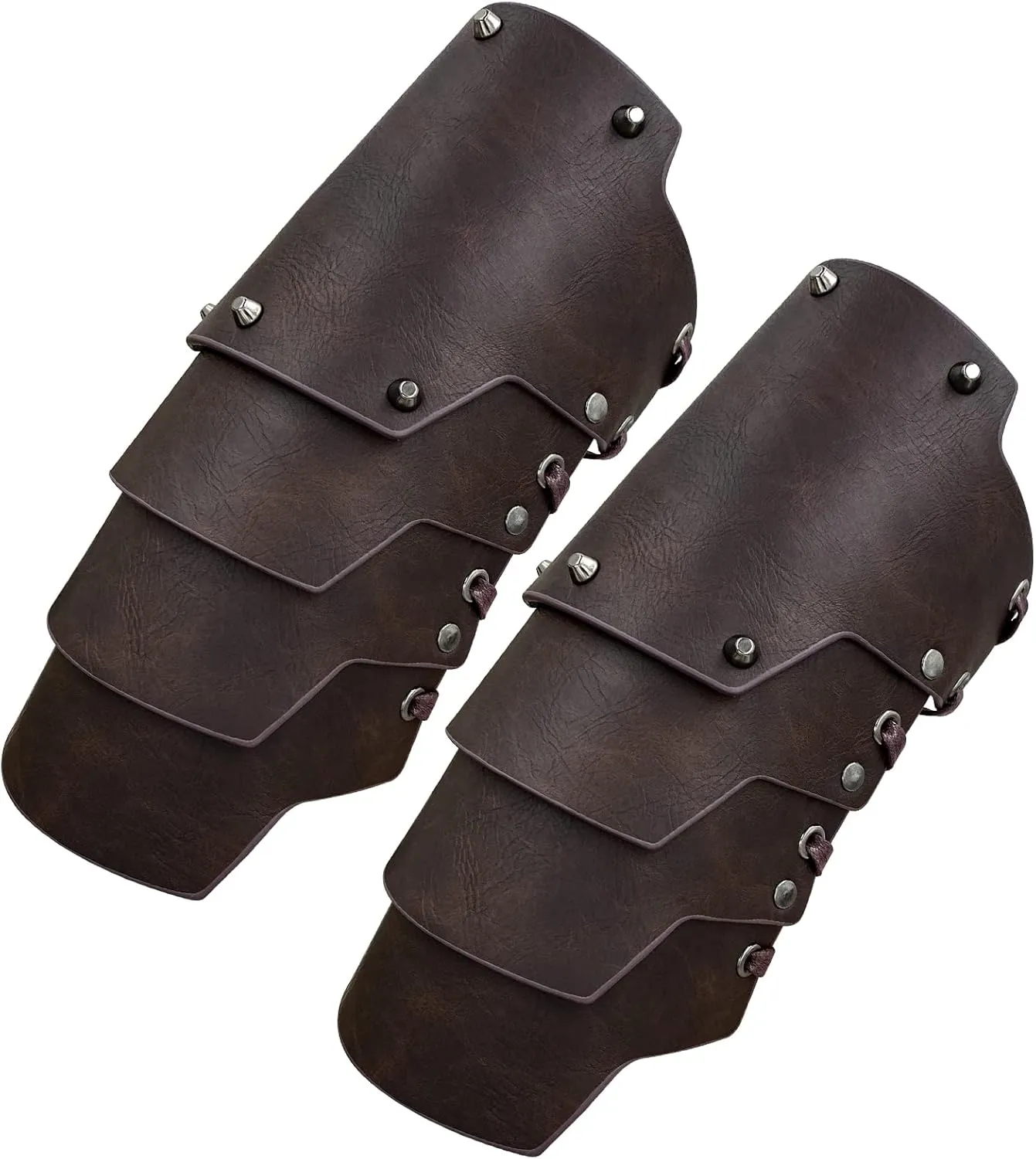 HiiFeuer Medieval Faux Leather 4 Layers Bracers Arm Armor, Middle Ages Mercenary Gauntlets, Costume Knight Archer Arm Guards