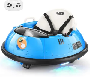 Hikole Bumper Car for Kids, 12V Toddler Bumper Car with Parent Remote, 360 Degree Spin, 5-Point Safety Belt, LED Lights & Horn, Gifts for Baby, Blue