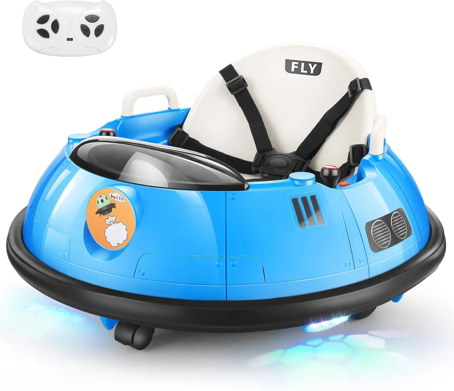 Hikole Bumper Car for Kids, 12V Toddler Bumper Car with Parent Remote, 360 Degree Spin, 5-Point Safety Belt, LED Lights & Horn, Gifts for Baby, Blue
