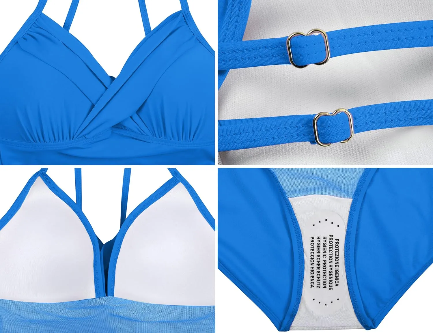 Hilor Women's One Piece Swimsuits Front Twist Swimwear V Neck Shirred Bathing Suit Monokini Tummy Control