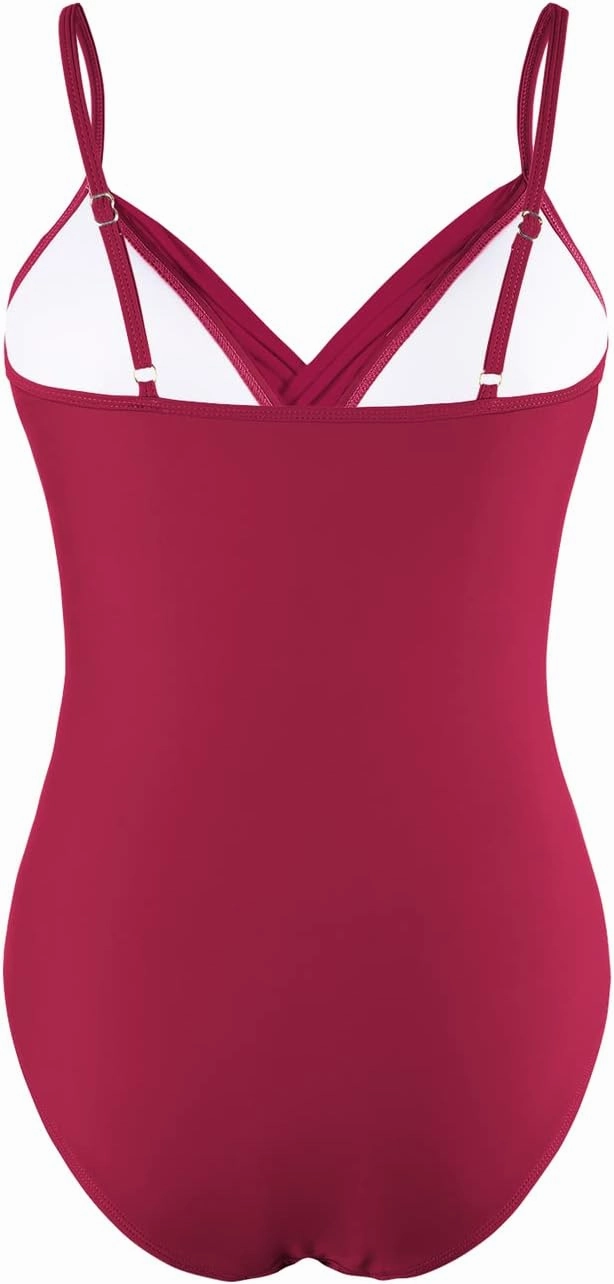 Hilor Women's One Piece Swimsuits Front Twist Swimwear V Neck Shirred Bathing Suit Monokini Tummy Control
