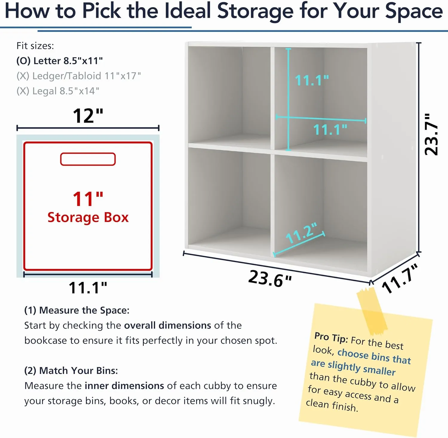 HOMES: INSIDE   OUT Apexa 4 Cube Storage Organizer Shelves, Stackable Wood Bookcase Fits Cubby Bins for Organization, Dorm Teen Room Decor & Home Office, Black