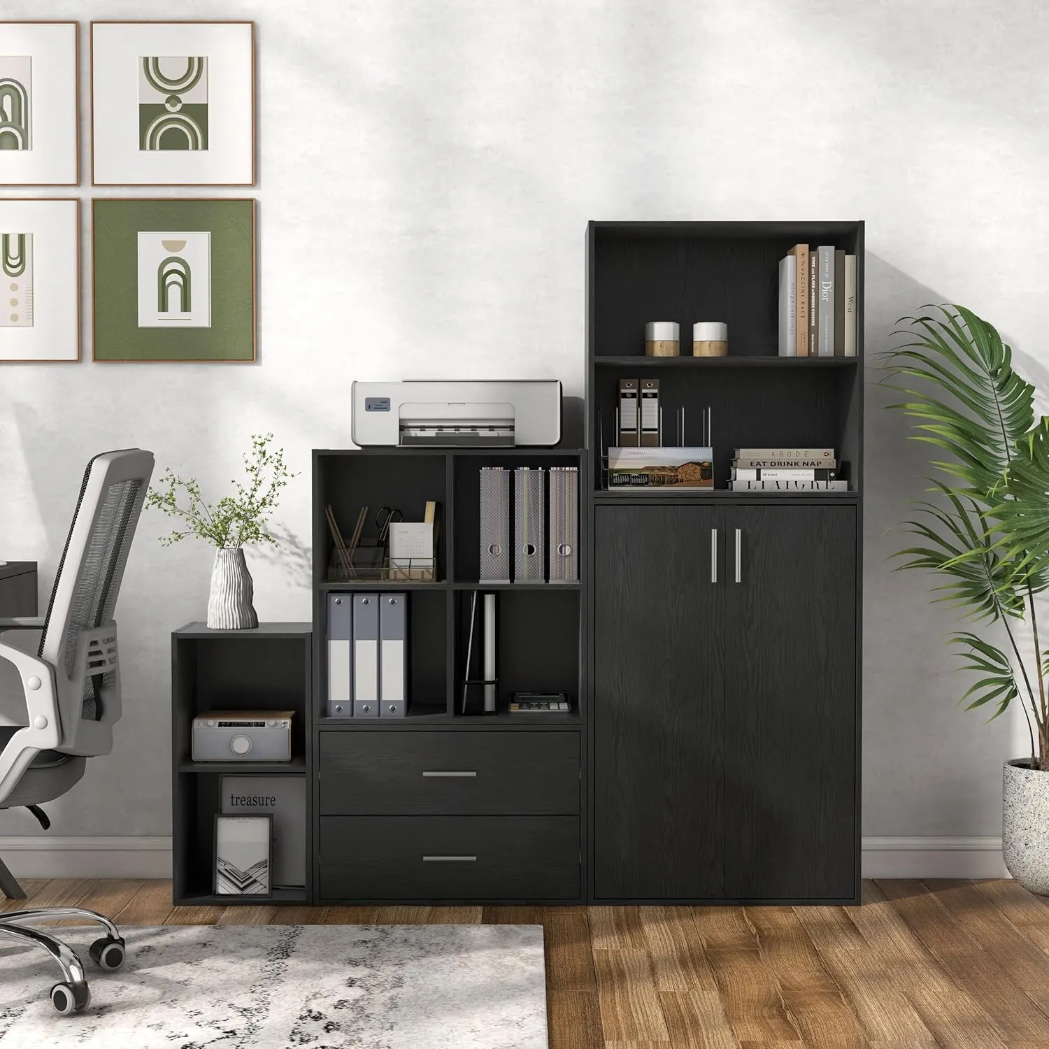 HOMES: INSIDE   OUT Apexa 4 Cube Storage Organizer Shelves, Stackable Wood Bookcase Fits Cubby Bins for Organization, Dorm Teen Room Decor & Home Office, Black