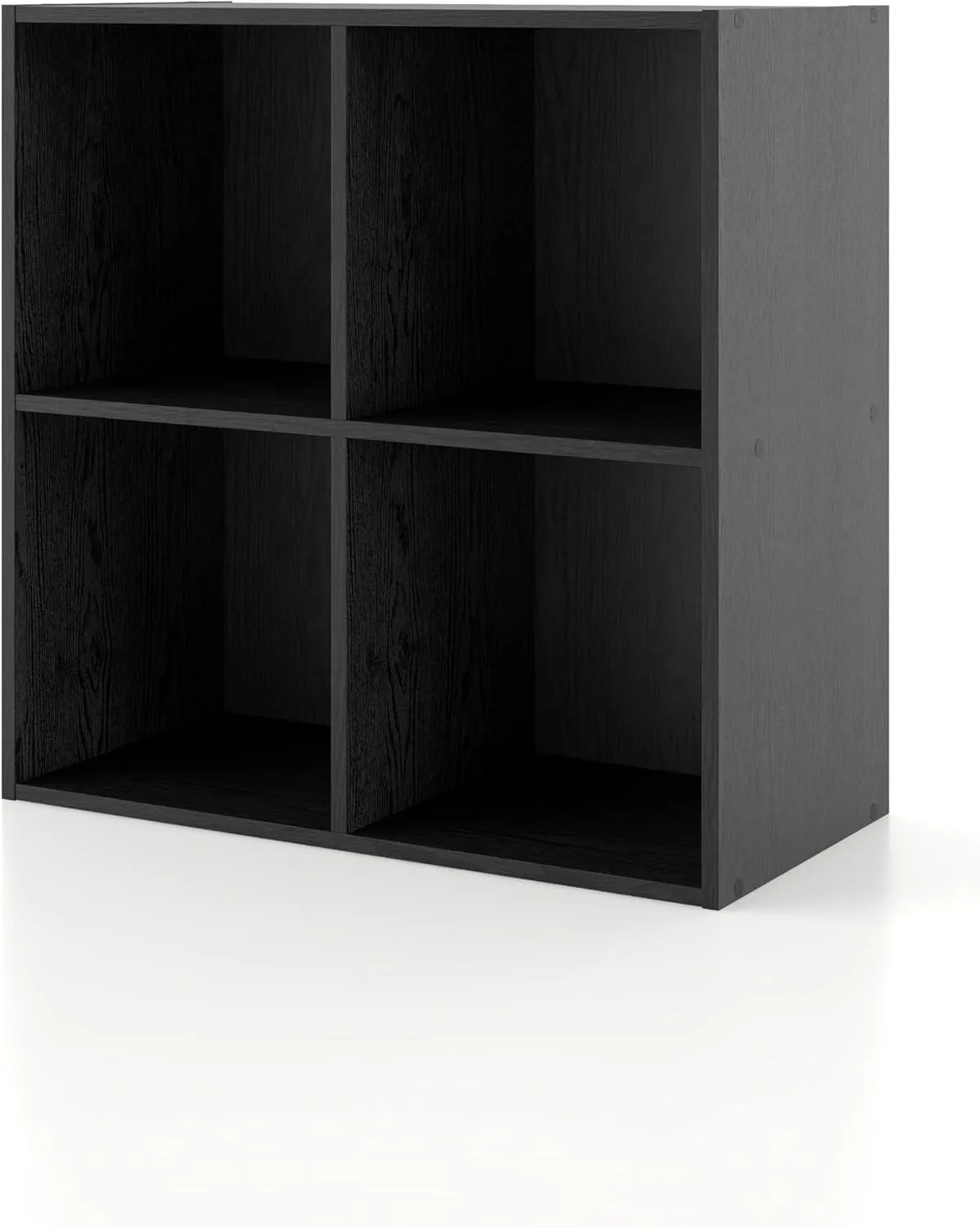 HOMES: INSIDE   OUT Apexa 4 Cube Storage Organizer Shelves, Stackable Wood Bookcase Fits Cubby Bins for Organization, Dorm Teen Room Decor & Home Office, Black