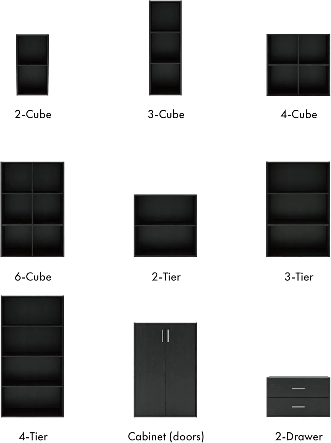 HOMES: INSIDE   OUT Apexa 4 Cube Storage Organizer Shelves, Stackable Wood Bookcase Fits Cubby Bins for Organization, Dorm Teen Room Decor & Home Office, Black