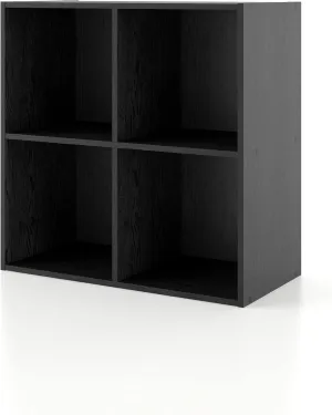 HOMES: INSIDE   OUT Apexa 4 Cube Storage Organizer Shelves, Stackable Wood Bookcase Fits Cubby Bins for Organization, Dorm Teen Room Decor & Home Office, Black