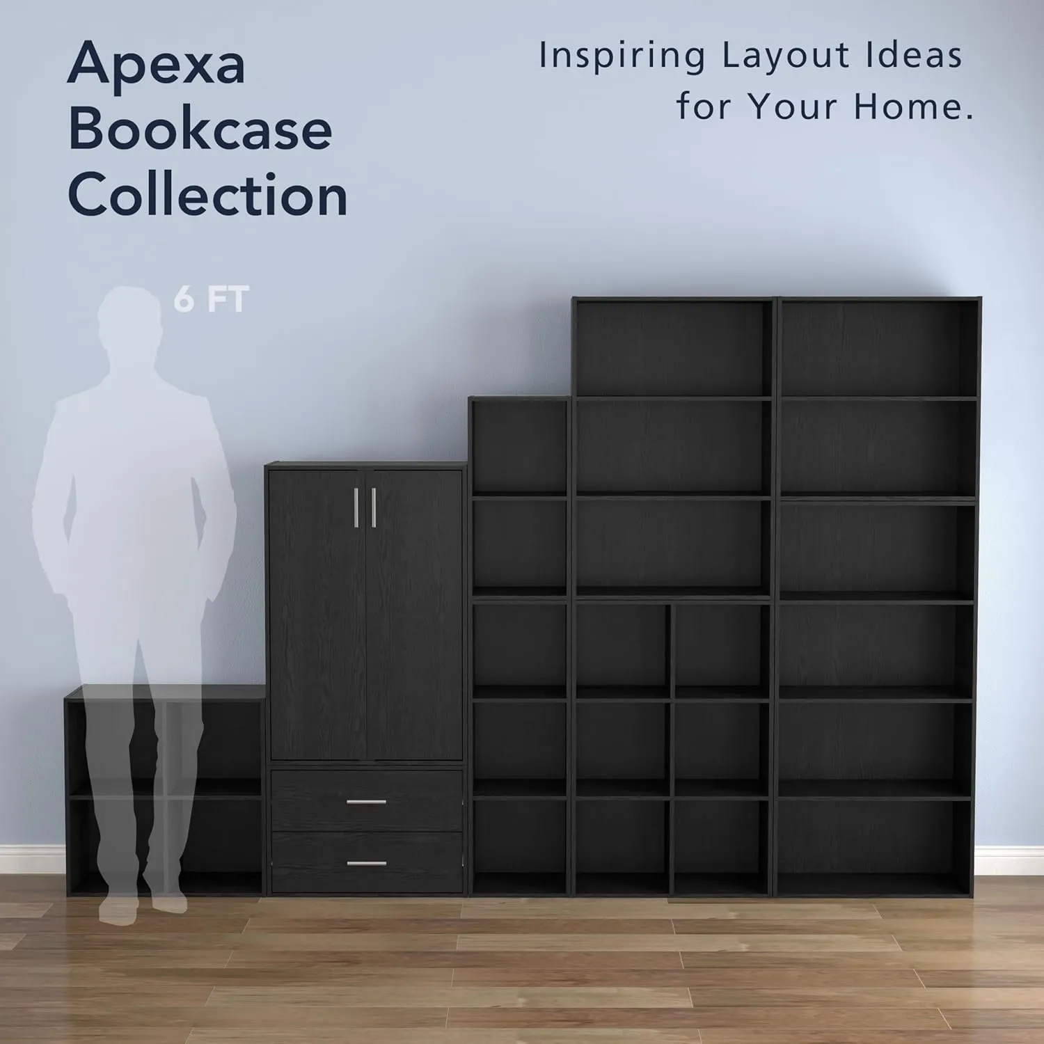 HOMES: INSIDE   OUT Apexa 4 Cube Storage Organizer Shelves, Stackable Wood Bookcase Fits Cubby Bins for Organization, Dorm Teen Room Decor & Home Office, Black