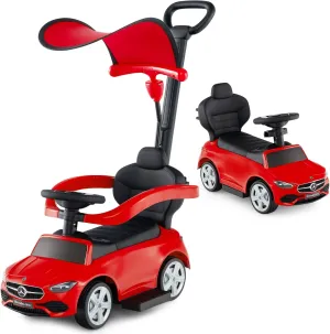 HONEY JOY Ride On Push Car, Licensed Mercedes-Benz Push Cars for Toddlers, Adjustable Canopy & Seat Storage, Horn, Toddler Push Car with Handle, Ride On Toy for Boys Girls(Red)