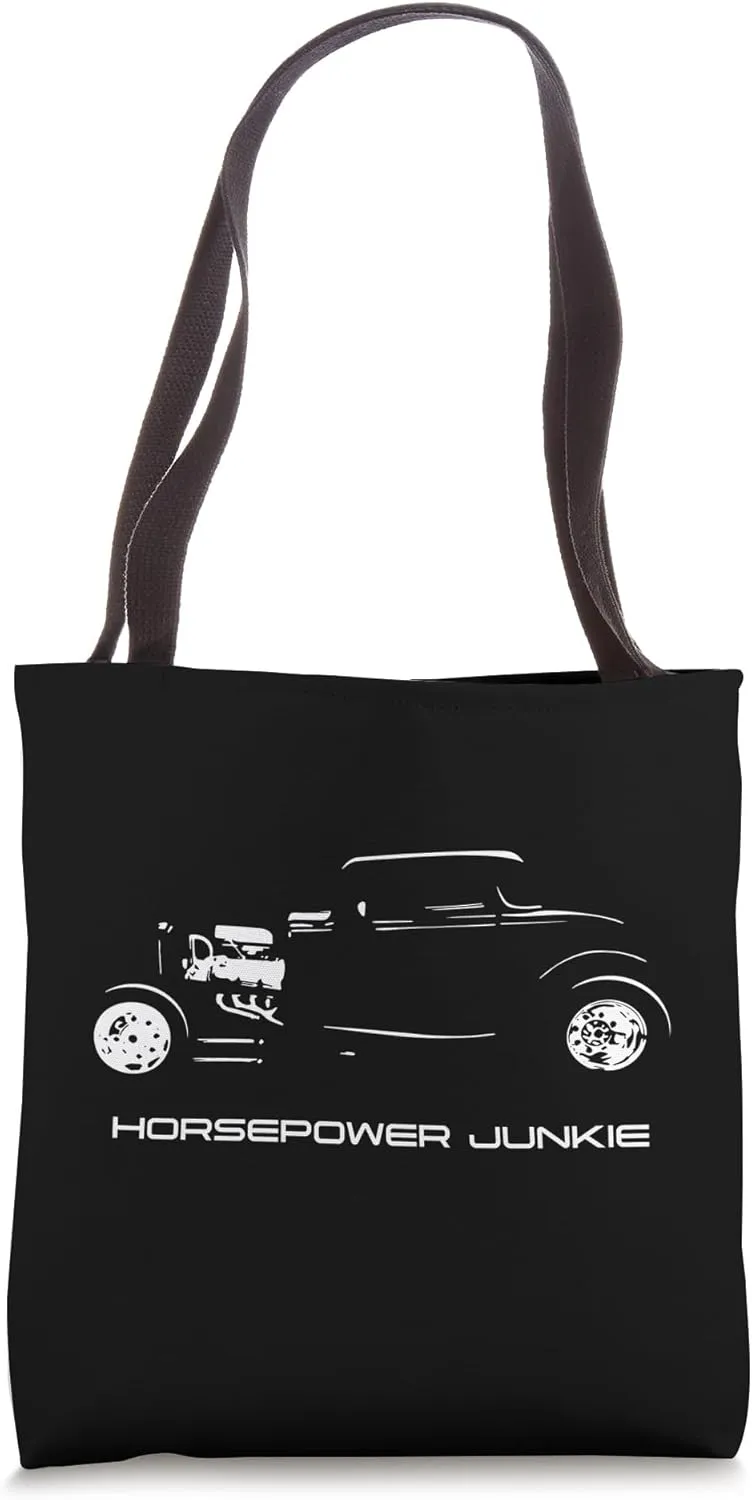 Horsepower Junkie Automotive Nostalgia Vintage Hotrod Car Tote Bag