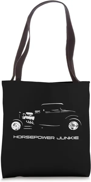 Horsepower Junkie Automotive Nostalgia Vintage Hotrod Car Tote Bag