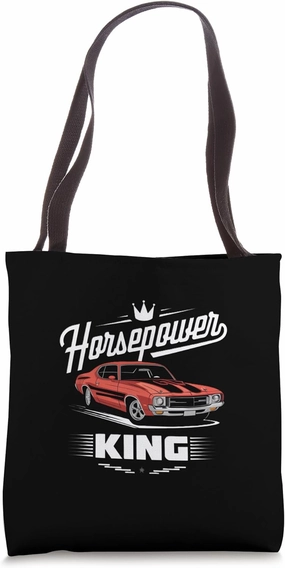 Horsepower King Classic Car Tribute Design Tote Bag