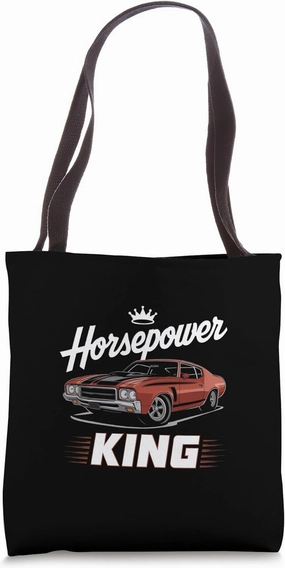 Horsepower King Classic Car Tribute Design Tote Bag