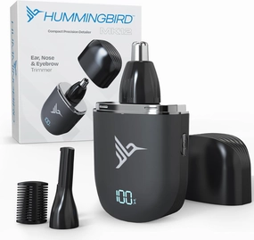 HUMMINGBIRD MK12 Ear & Nose Hair Trimmer for Men – Compact Precision Detailer for Nose, Ears, Eyebrows & Sideburns, Portable, Waterproof, USB C Rechargeable, LED Display