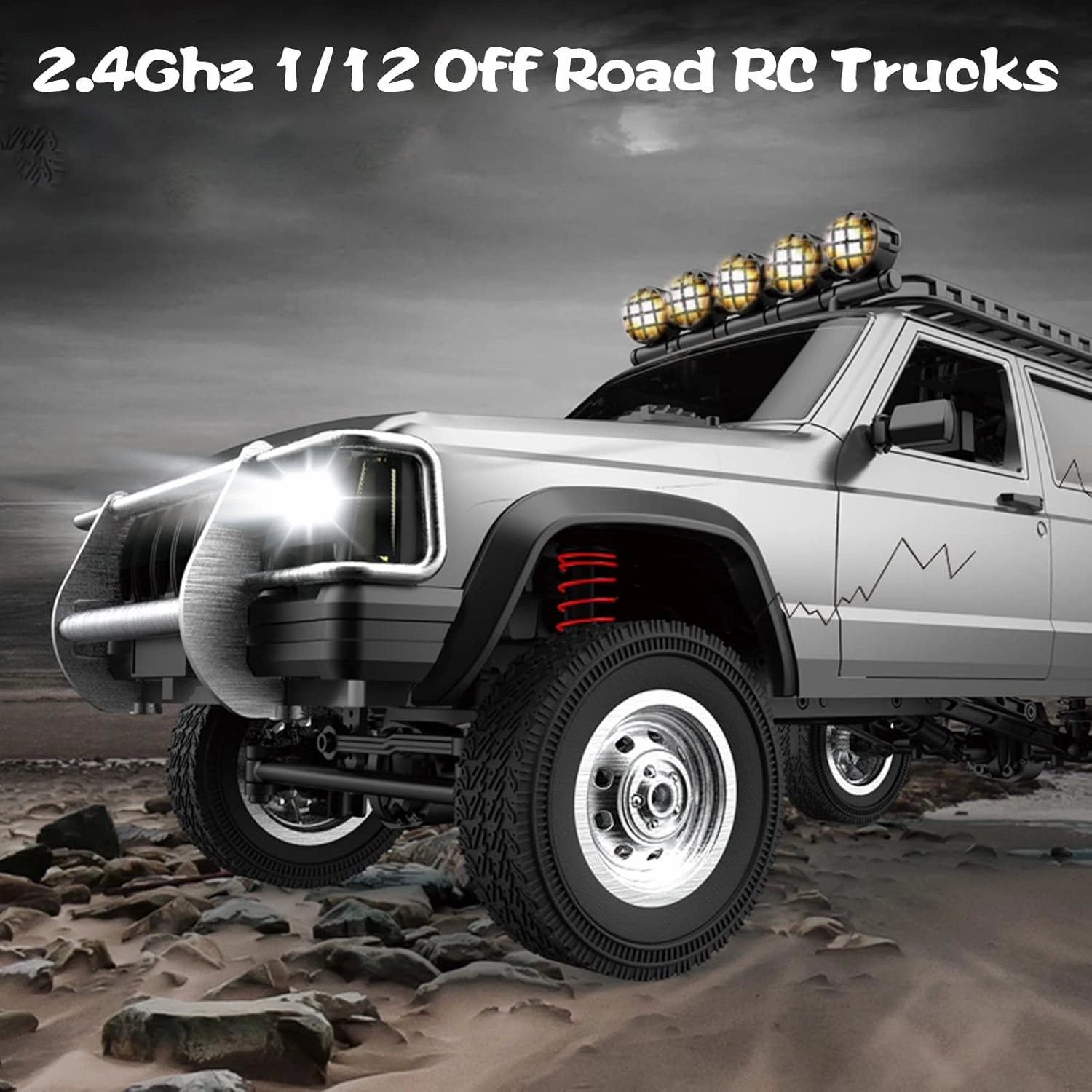 HXBER RC Car 2.4Ghz 1/12 Off Road RC Trucks 4WD Vehicle Racing Climbing RC Car Gifts for Adults with 2 Battery
