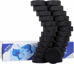 Ice Hockey Pucks, 25pcs, Official Regulation, for Practicing and Classic Training, Diameter 3", Thickness 1", 6oz, Black