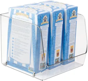 iDesign Linus Stacking Organizer Bins for Kitchen, Pantry, Office, Bathroom, Extra Large-Clear
