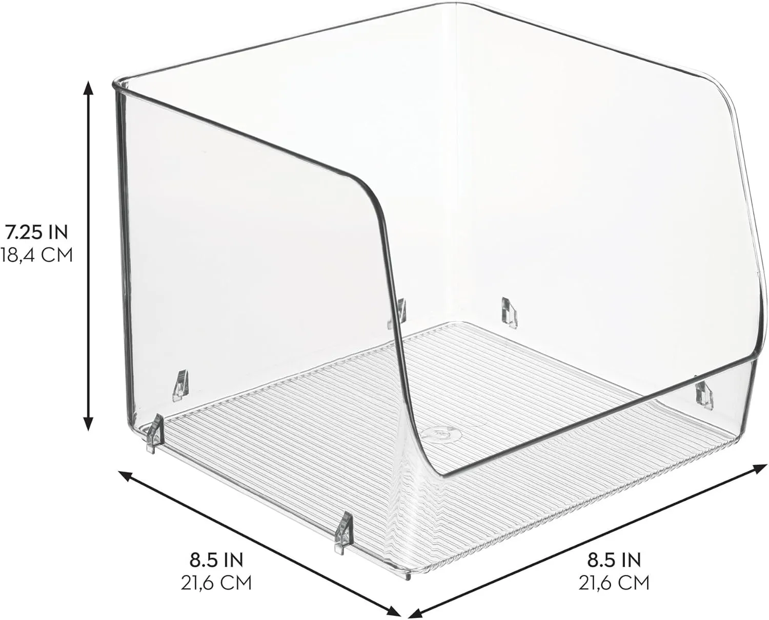 iDesign Linus Stacking Organizer Bins for Kitchen, Pantry, Office, Bathroom, Extra Large-Clear
