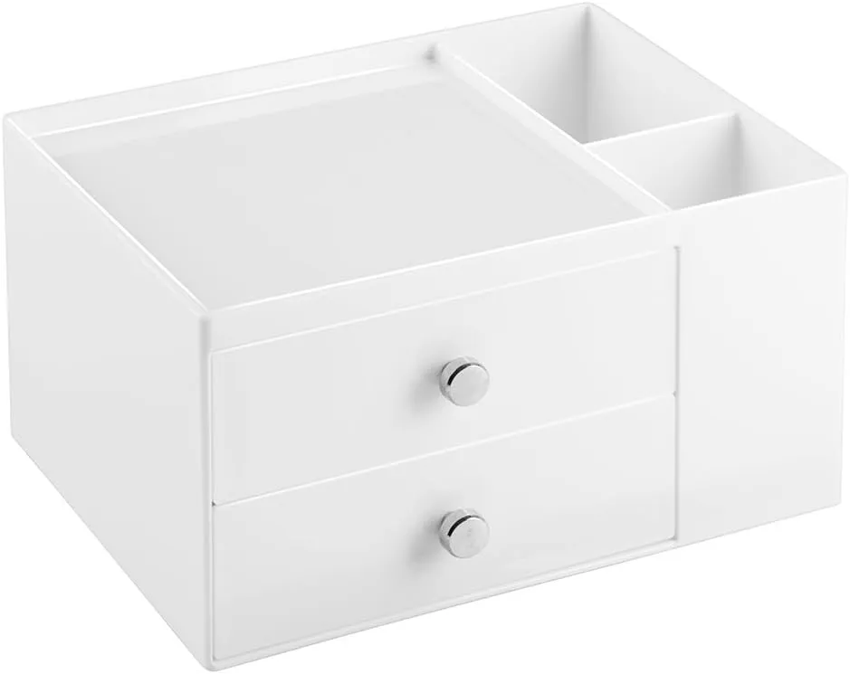 iDesign Office Supplies Desk Organizer, for Staplers, Pens, Markers, Highlighters, Tape - 2 Drawers, White
