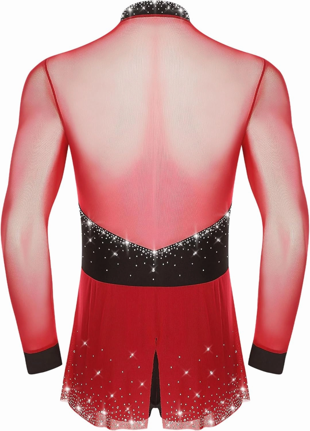 iiniim Mens Sparkly Rhinestones Color Block Latin Samba Tango Ballroom Dance Bodysuit Clubwear