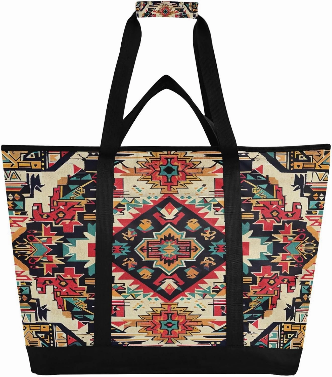 Indian Ethnicttern Reusable Insulated Lunchbox Cooler Bag, Leakproof Kitchen Grocery Bag Collapsible Portable Cooler Tote Bag for Picnic, Camping, Office, Travel