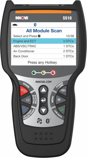 INNOVA 5510 OBD2 Scanner, Scan Tool for ABS, All System Scanner, Caliper Service, Brake Pad Life, Read/Erase ABS/SRS Codes, Reset Oil Light, Live Data, Updates Included
