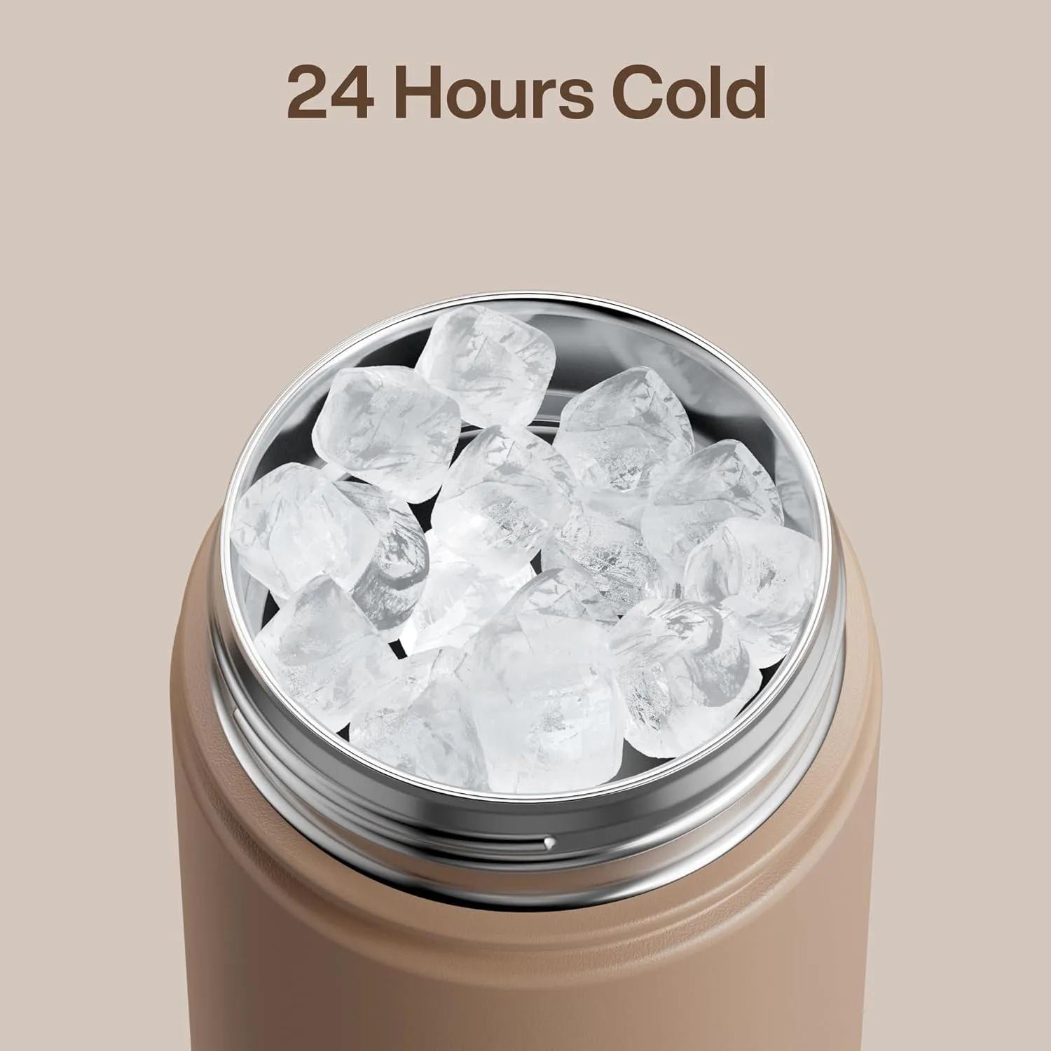 Insulated Water Bottle with Straw - Encool Stainless Steel Water Bottle, Leak-Proof, BPA-Free, Double Wall Vacuum Keeps Cold for 24 Hours for Sports, Travel, School (26 oz, Raw Umber)